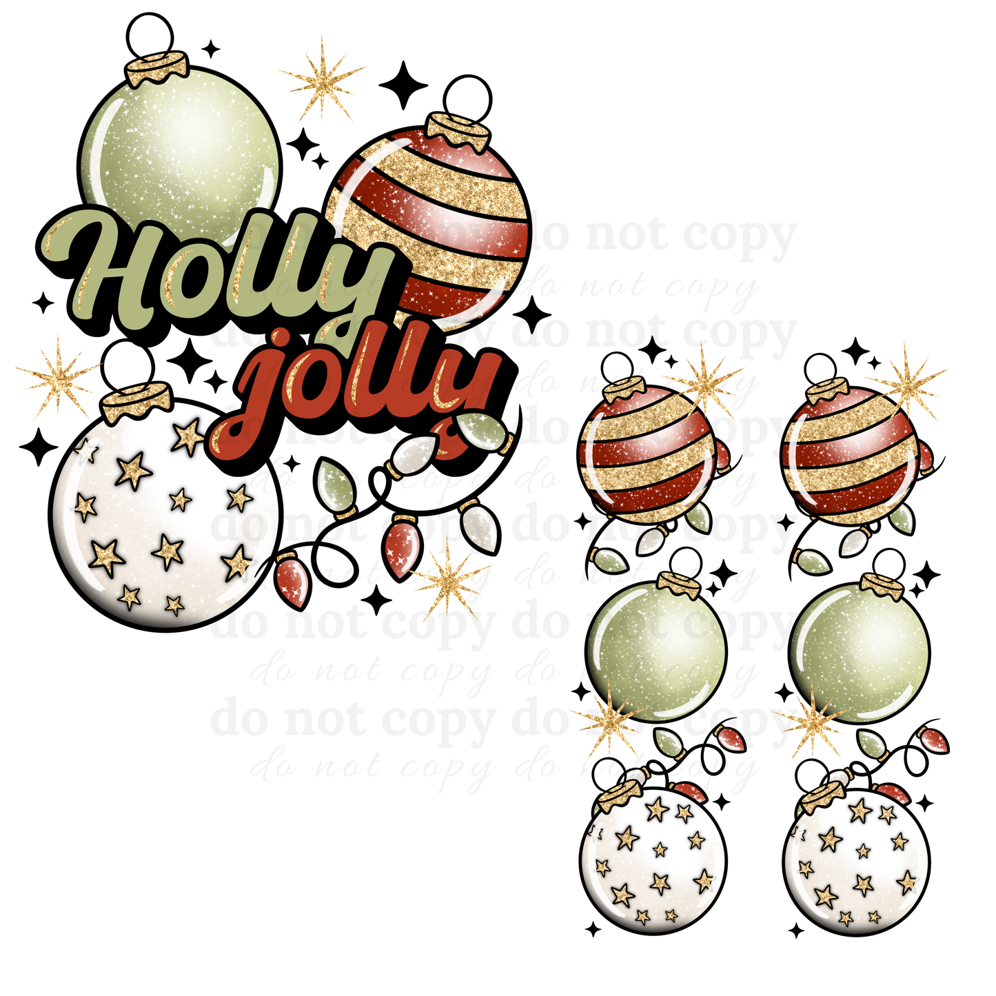 Holly Jolly w/sleeve - DTF TRANSFERS