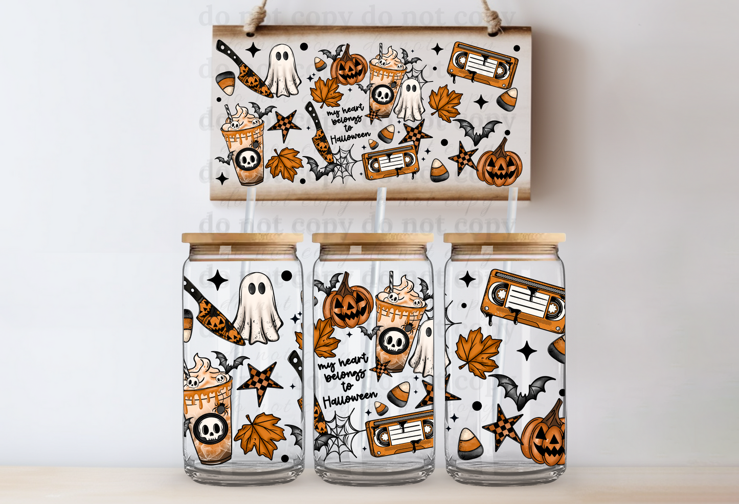 My heart belongs to Halloween - UV DTF Cup Wrap