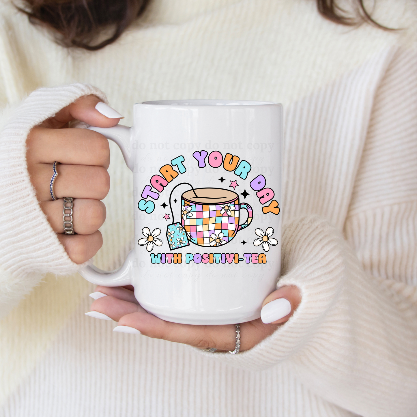 Start your day with postivi-tea - UV DTF 4" Decal