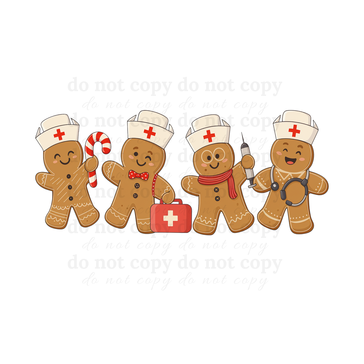 Nurse Gingerbread Men - DTF TRANSFERS