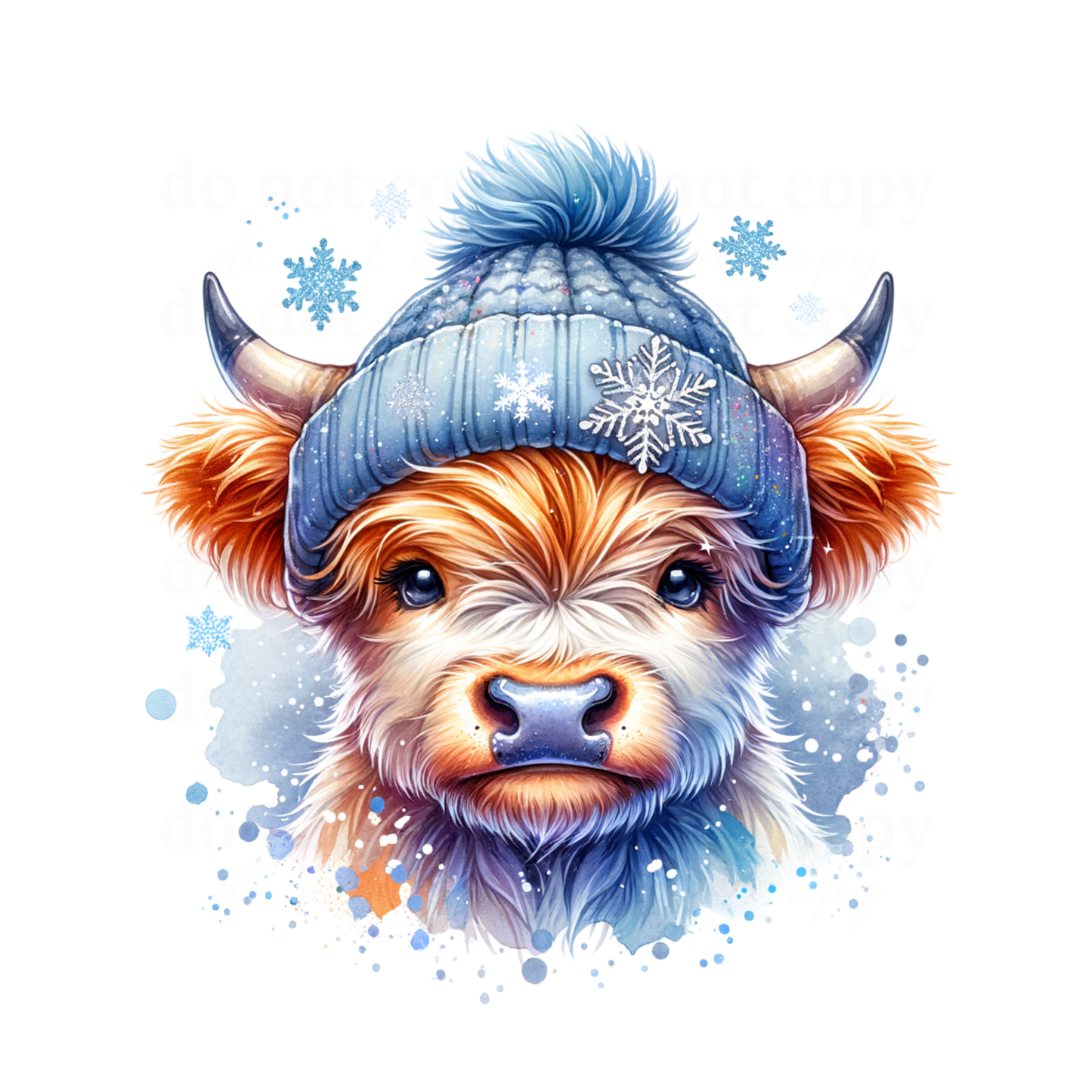 Winter Highland Cow - DTF TRANSFERS
