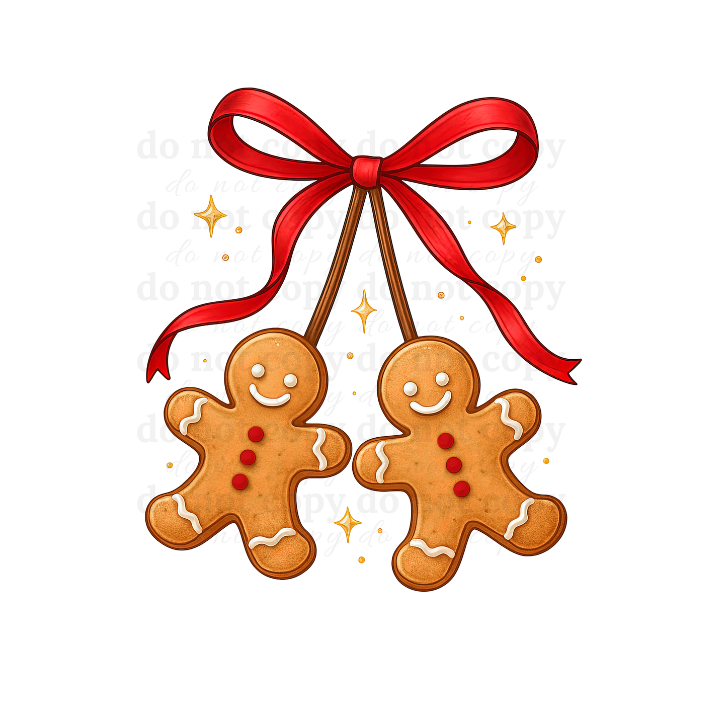 Gingerbread Cherries Red Bow - DTF TRANSFERS