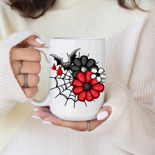 Red and Black Floral - UV DTF 4" Decal