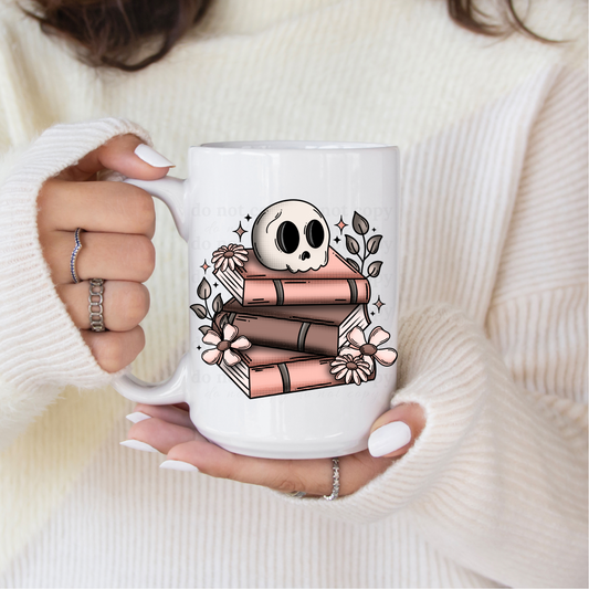 Skull on Books - UV DTF 4" Decal