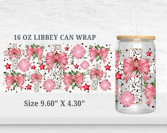 Christmas Cross  - UV DTF 16oz Cup Wrap