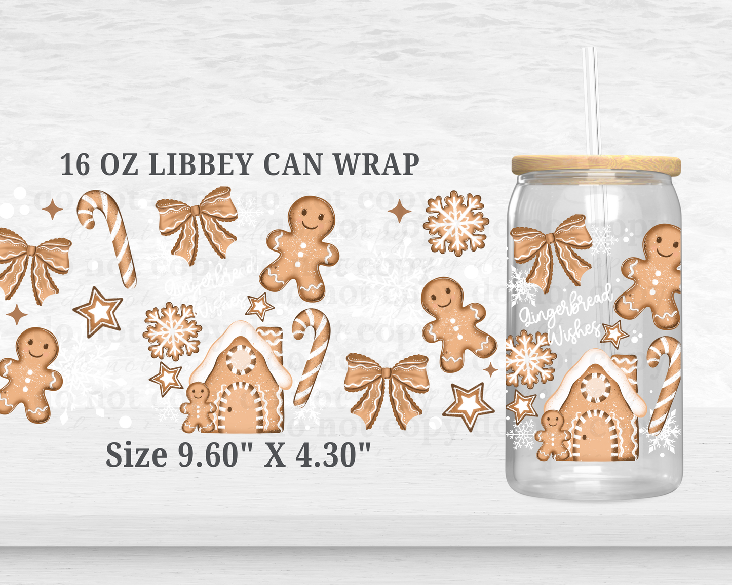 Gingerbread wishes - UV DTF 16oz Cup Wrap