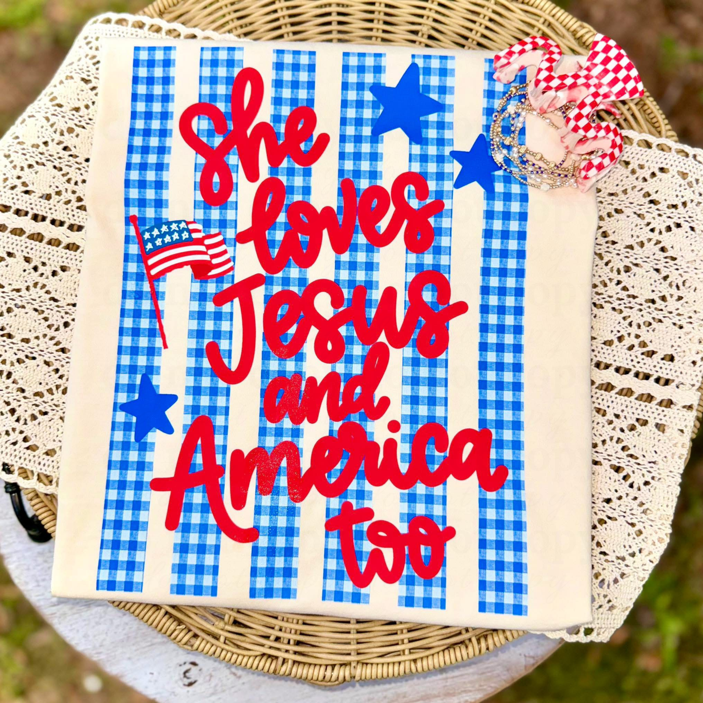 She loves Jesus and America too - DTF TRANSFERS