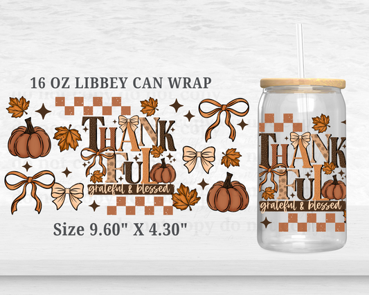 Thankful - UV DTF 16oz Cup Wrap
