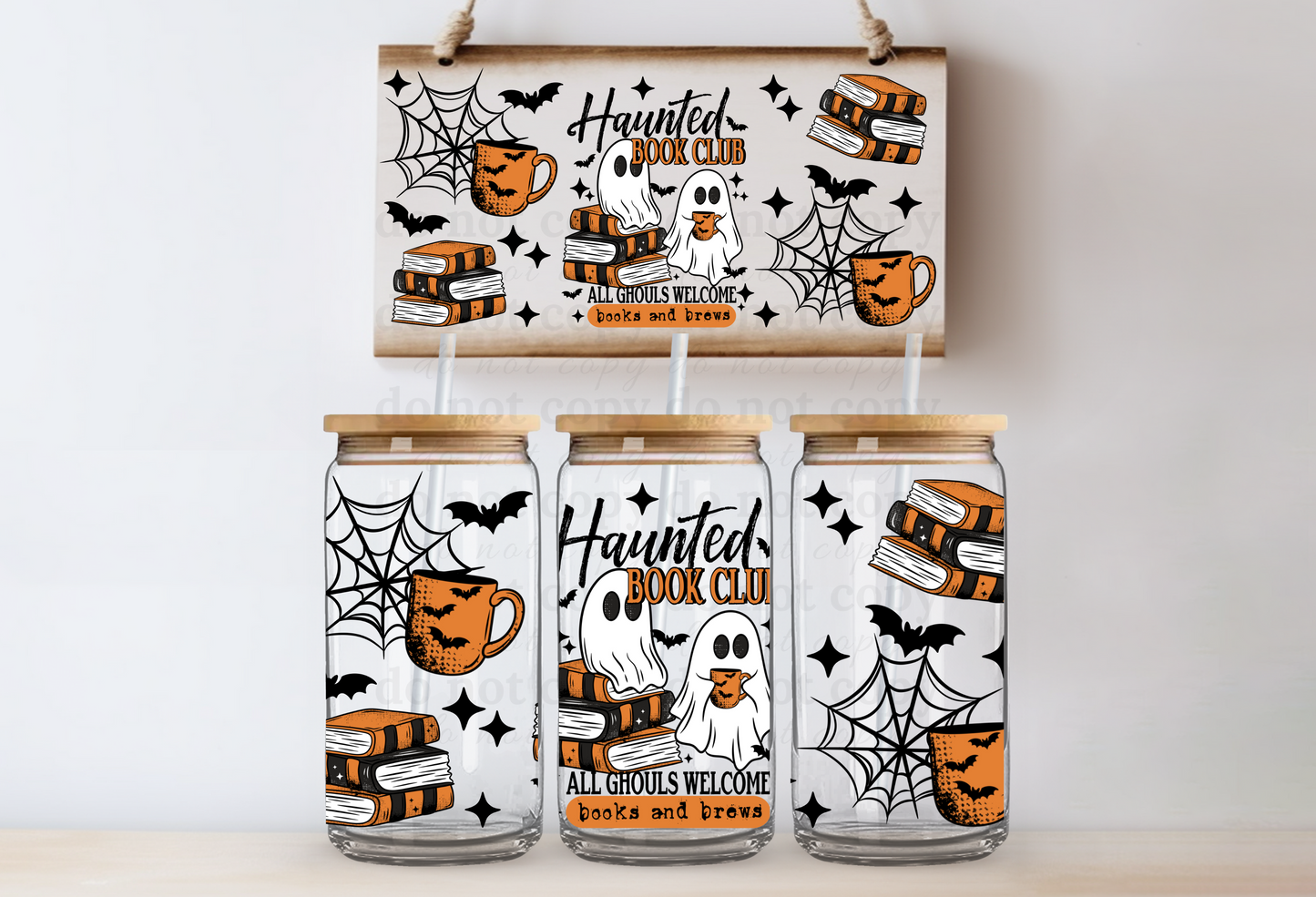 Haunted book club - UV DTF Cup Wrap