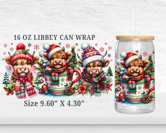 Christmas Cows - UV DTF 16oz Cup Wrap