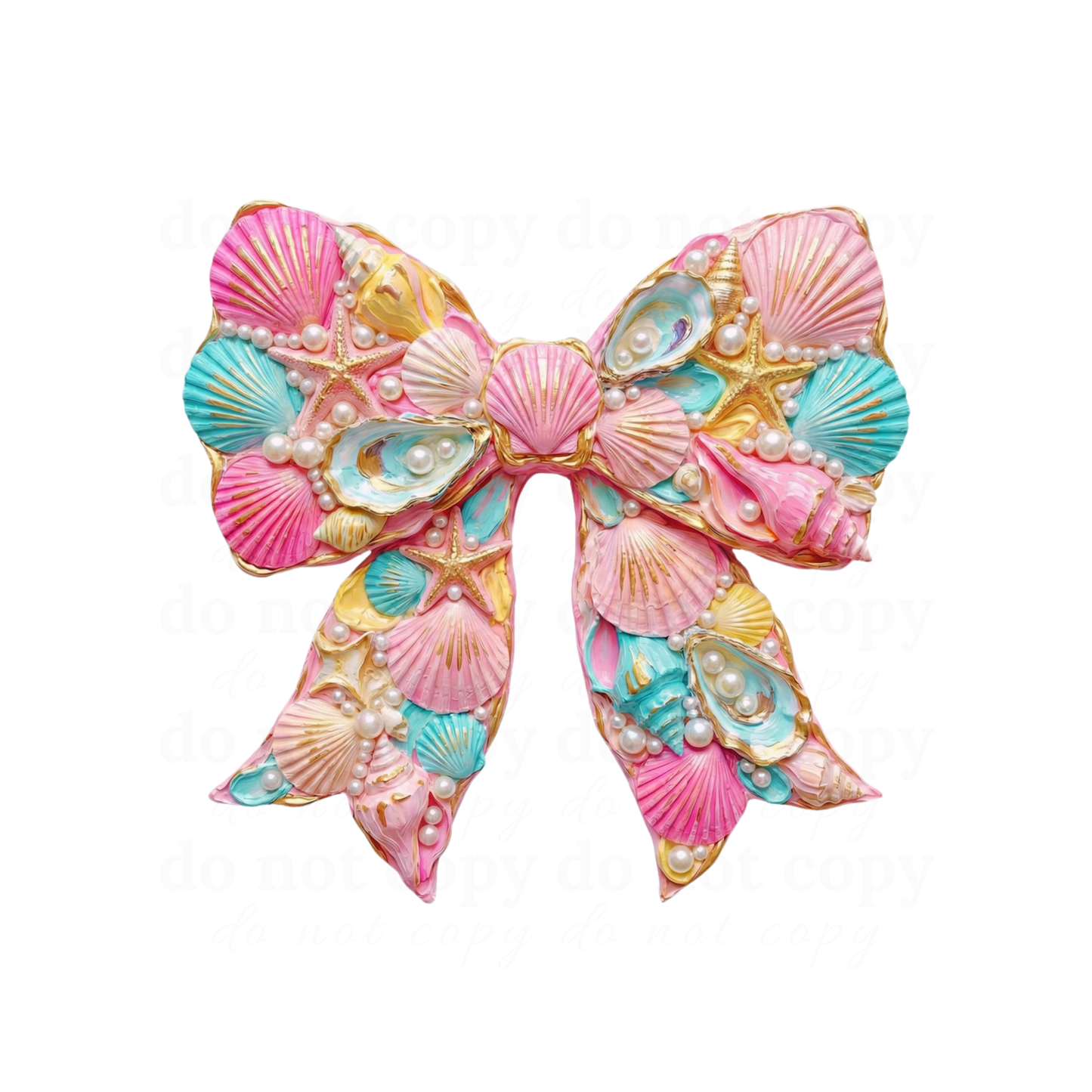 Bow with Seashells - DTF TRANSFERS