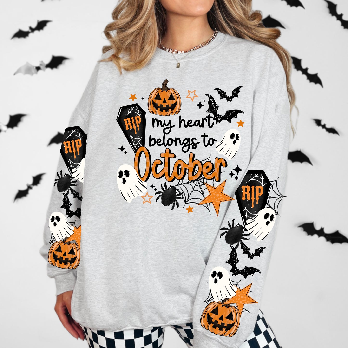 My heart belongs to October w/ Sleeves - DTF TRANSFERS