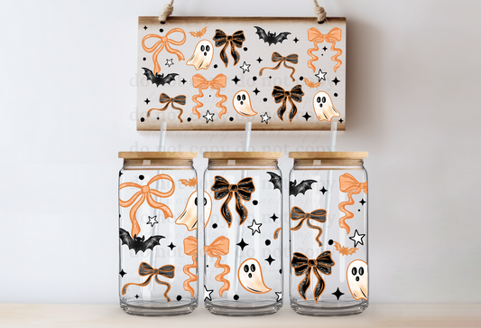 Orange Bows & Ghost - UV DTF Cup Wrap