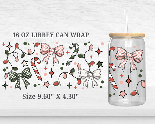 Checkered Bow - UV DTF 16oz Cup Wrap