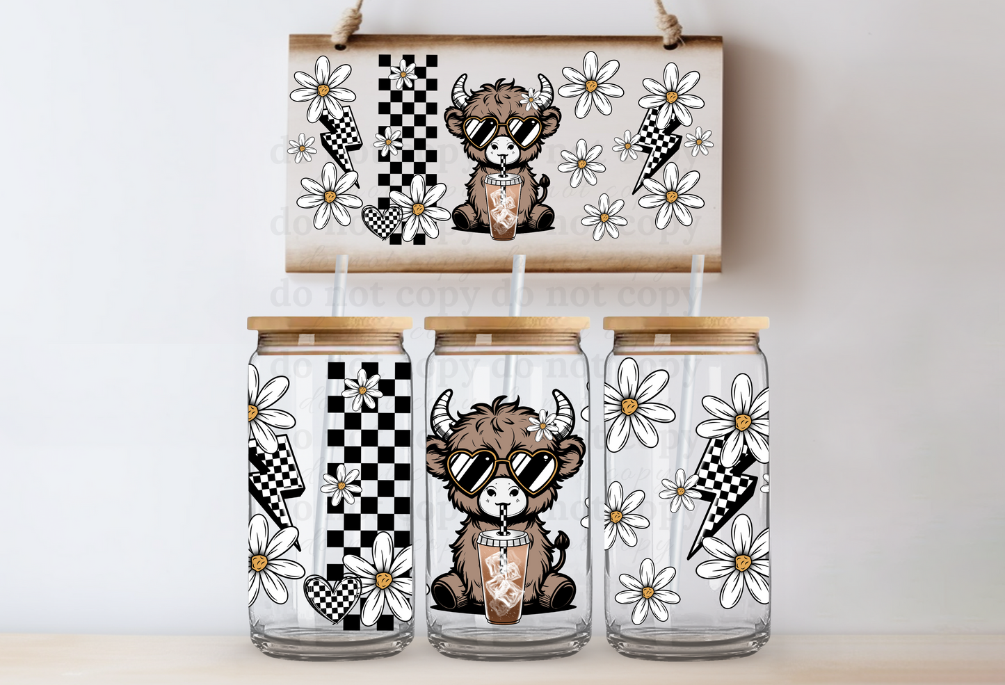 Checkered Highland  - UV DTF Cup Wrap