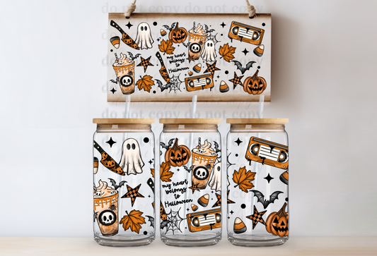 My heart belongs to Halloween  - UV DTF Cup Wrap