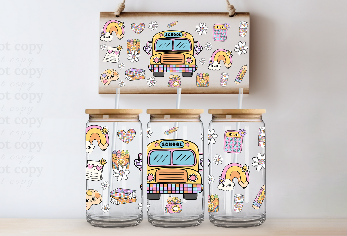 School Bus - UV DTF Cup Wrap