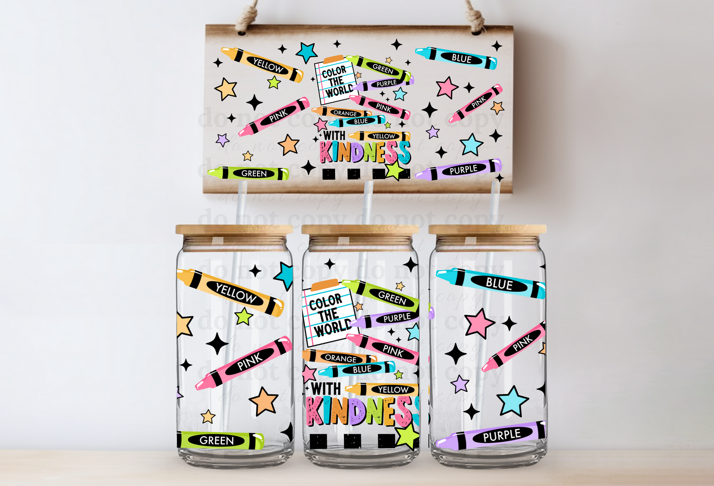 Color the world with kindness - UV DTF Cup Wrap