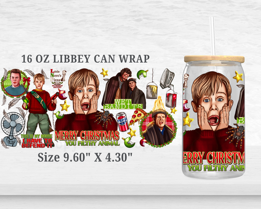 Merry Christmas - UV DTF 16oz Cup Wrap