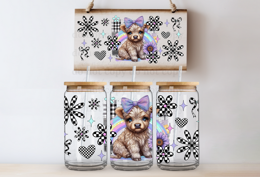 Cow with purple bow - UV DTF Cup Wrap