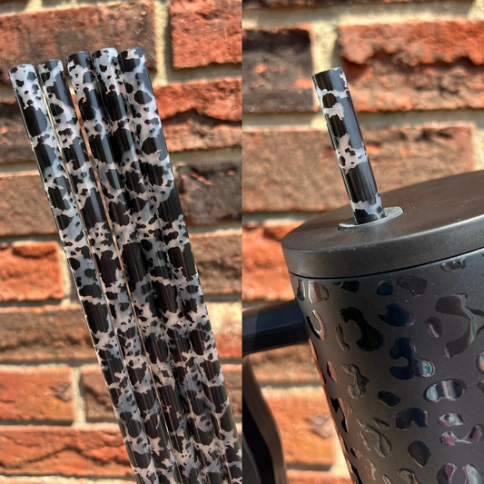 Black cow print - 40 ounce straw