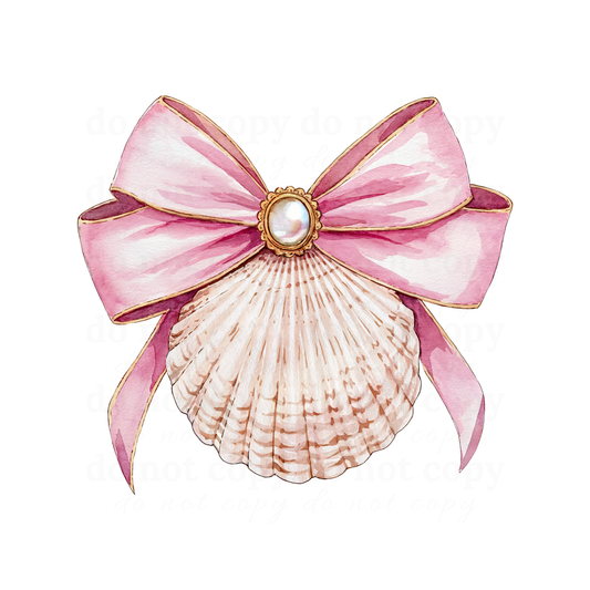Seashell with bow  - DTF TRANSFERS