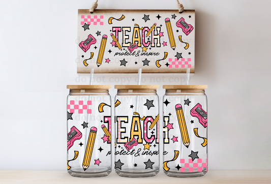 Teach protect & inspire - UV DTF Cup Wrap
