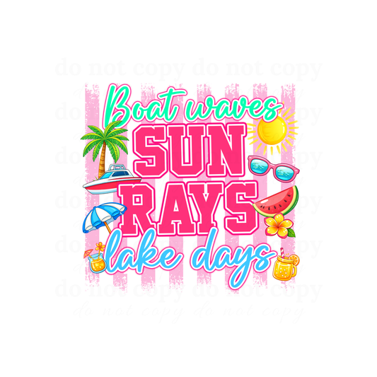 Boat waves, sun rays, lake days - DTF TRANSFERS