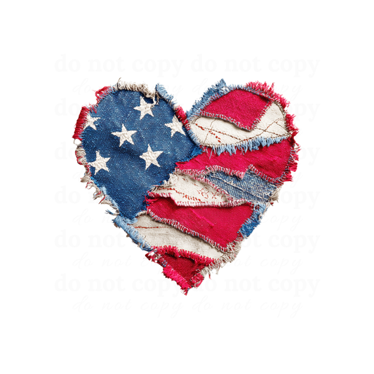American Flag Heart - DTF TRANSFERS