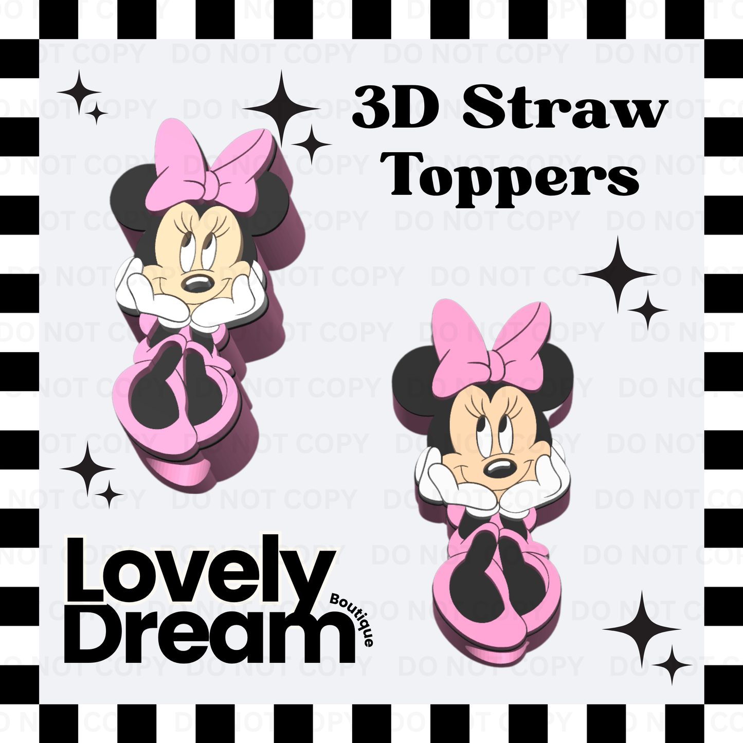 Pink Mouse - Standard 3D Straw Topper