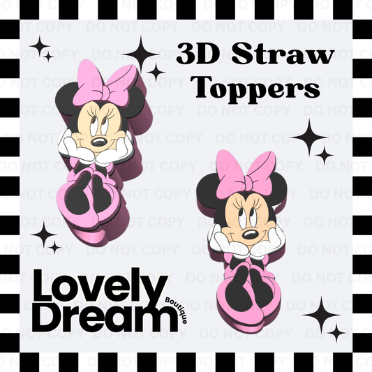 Pink Mouse - Standard 3D Straw Topper