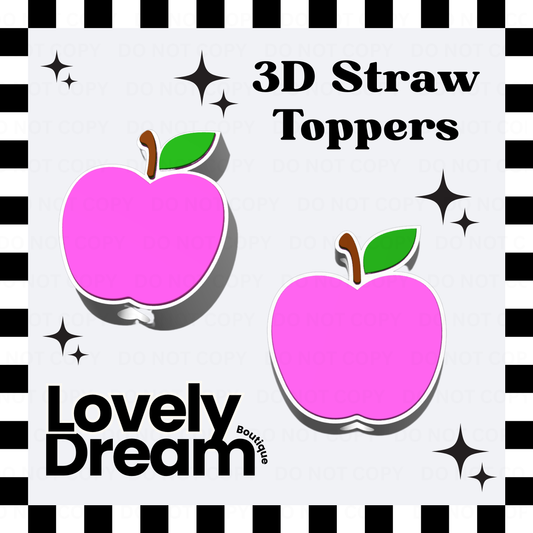 Pink Apple -  Standard 3D Straw Topper