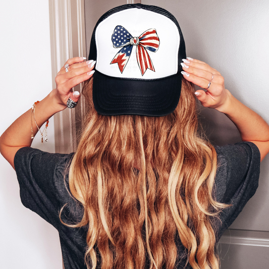 American flag bow - Trucker Hat Transfers