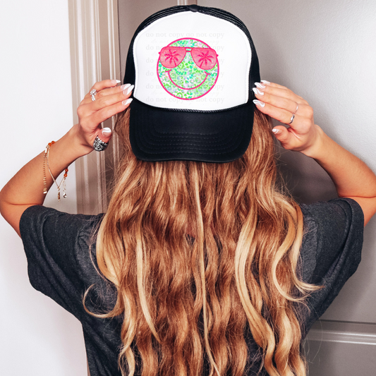 Distressed Smile Beach Vibes #4 - Trucker Hat Transfers