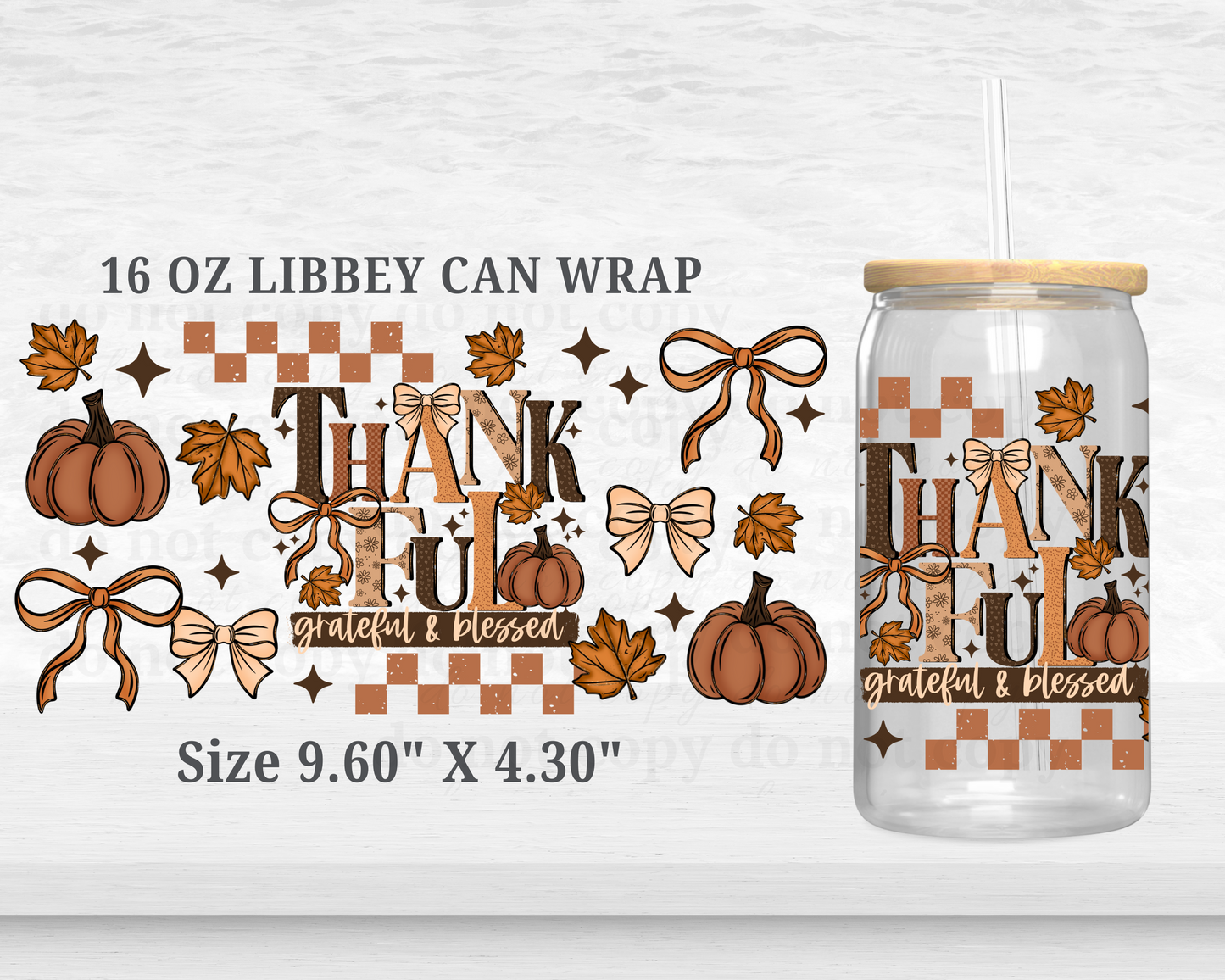 Thankful - UV DTF 16oz Cup Wrap
