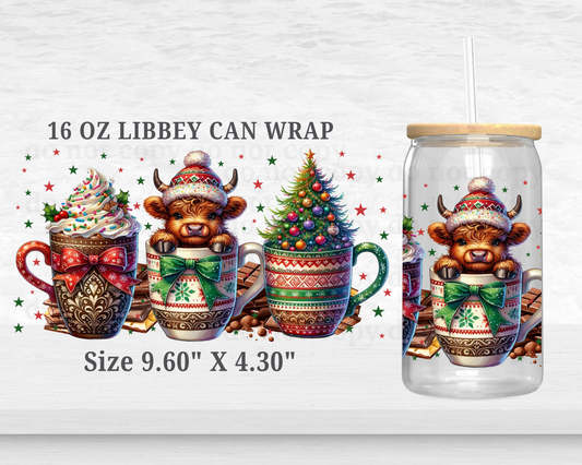 Christmas Cow - UV DTF 16oz Cup Wrap