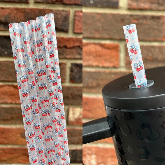 Clear USA cherries - 40 ounce straw