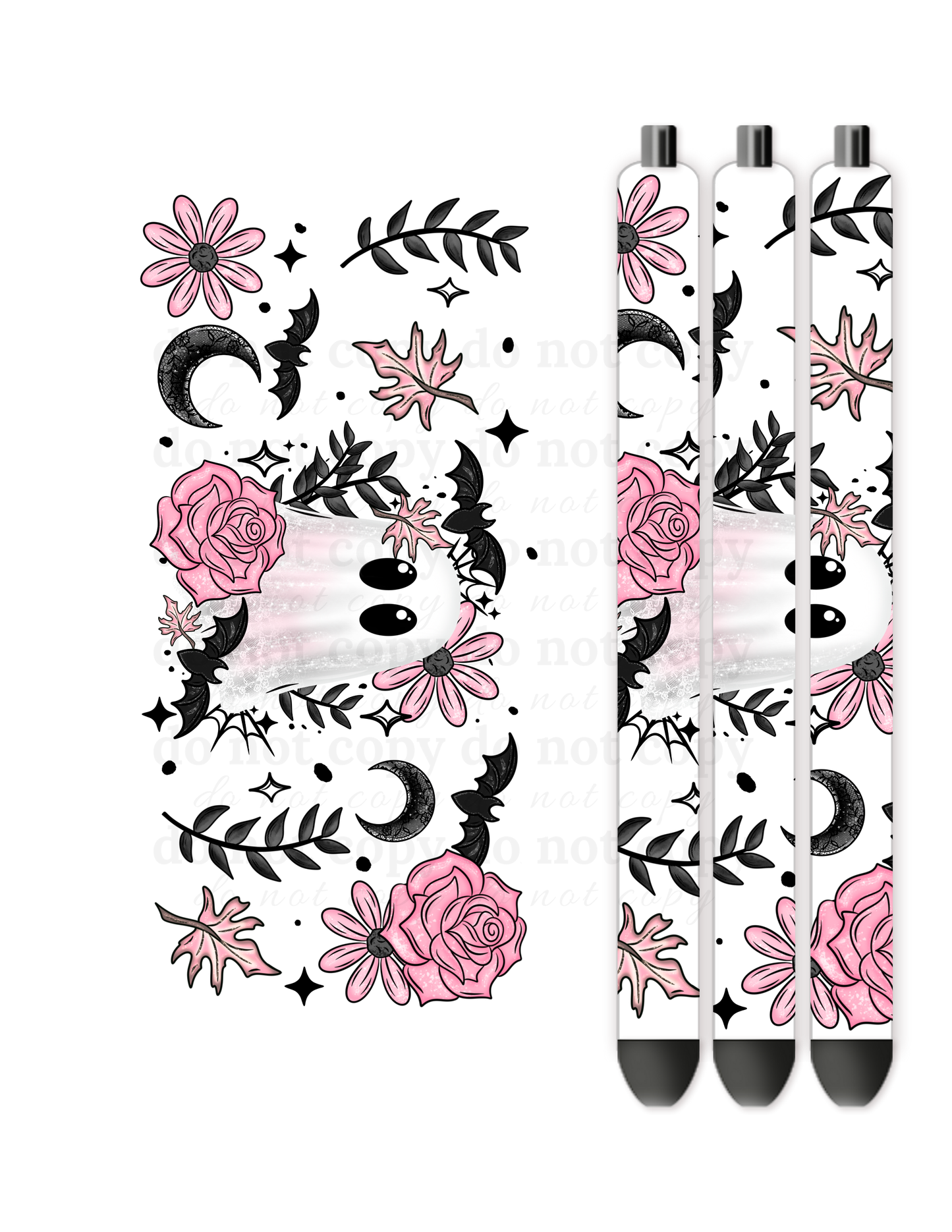 Pink floral ghost  - Pen wraps
