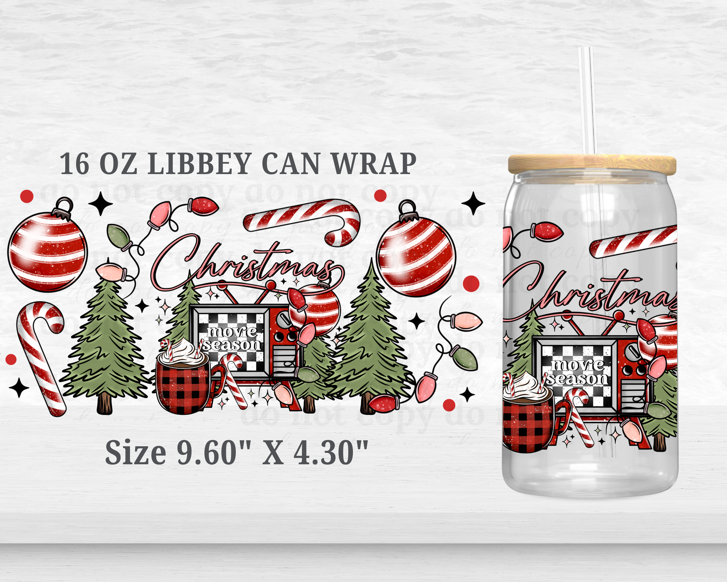 Christmas Movie Season - UV DTF 16oz Cup Wrap