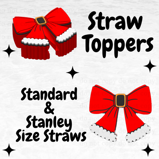 Christmas Bow -  Straw Topper