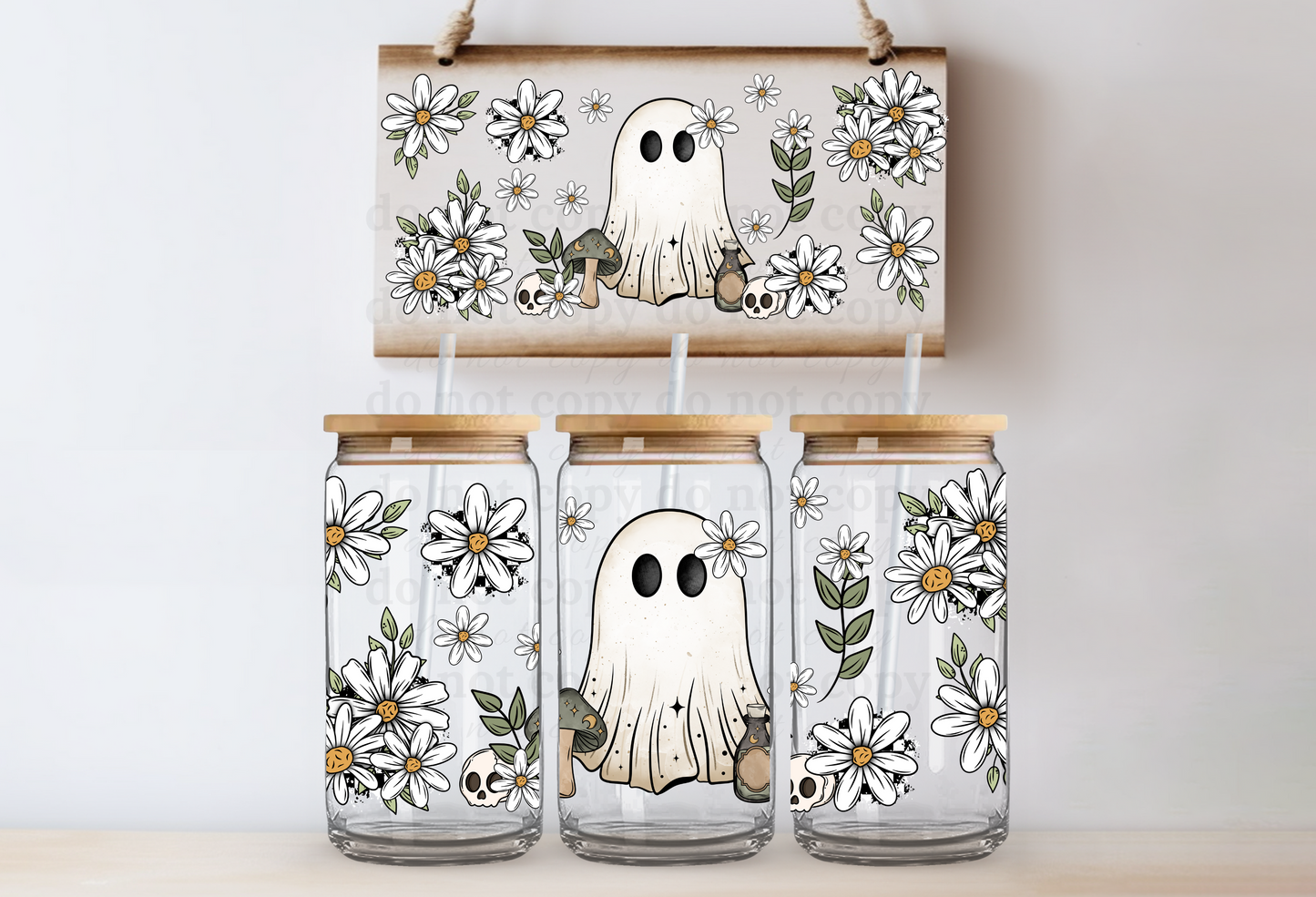Floral Ghost - UV DTF Cup Wrap