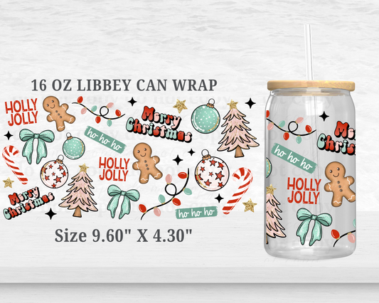 Holly Jolly  - UV DTF 16oz Cup Wrap