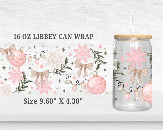 Pink Ornaments - UV DTF 16oz Cup Wrap