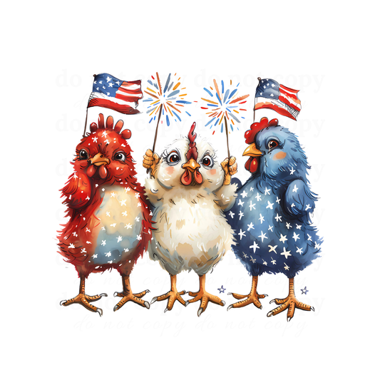 4th of July chickens  - DTF TRANSFERS
