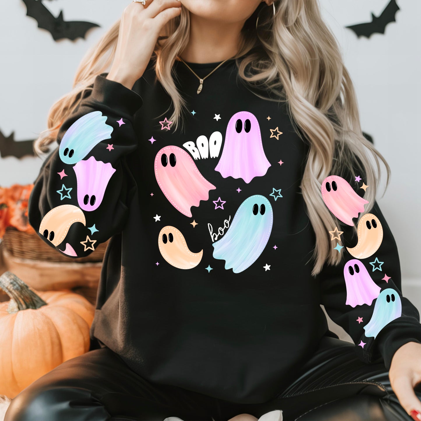 Pastel Boo Ghosties w/sleeves - DTF TRANSFERS