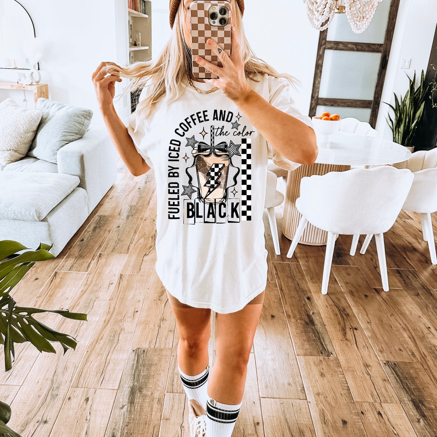 Fueled by Iced coffee and the color black  - DTF TRANSFER
