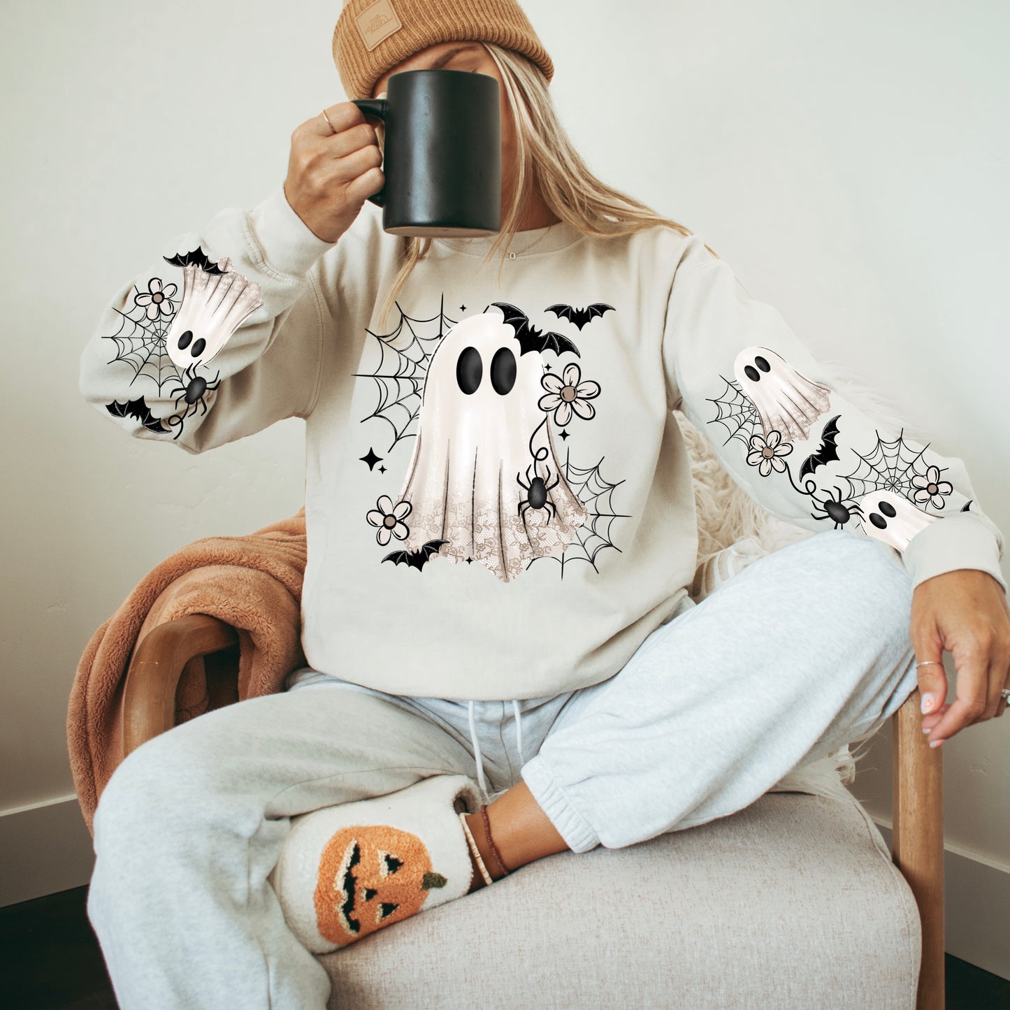 Floral Ghost w/ Sleeves - DTF TRANSFERS