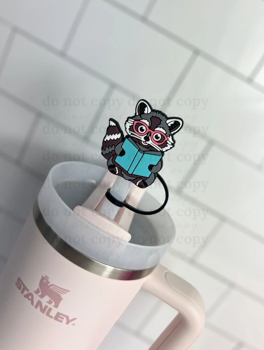 Blue book raccoon - 10mm Straw Toppers