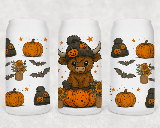 Highland cow pumpkin - UV DTF Cup Wrap