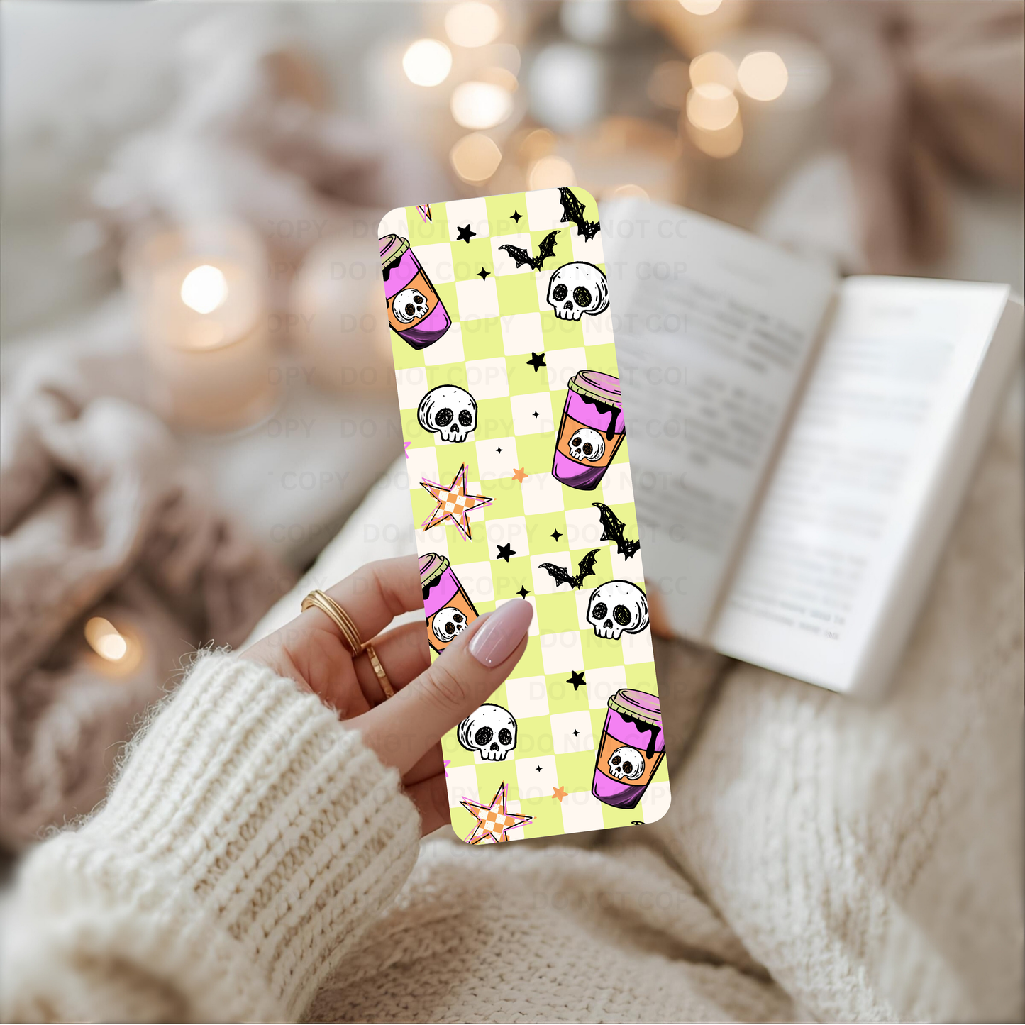 Spooky Skull and Coffee - Bookmark (MADE TO ORDER)